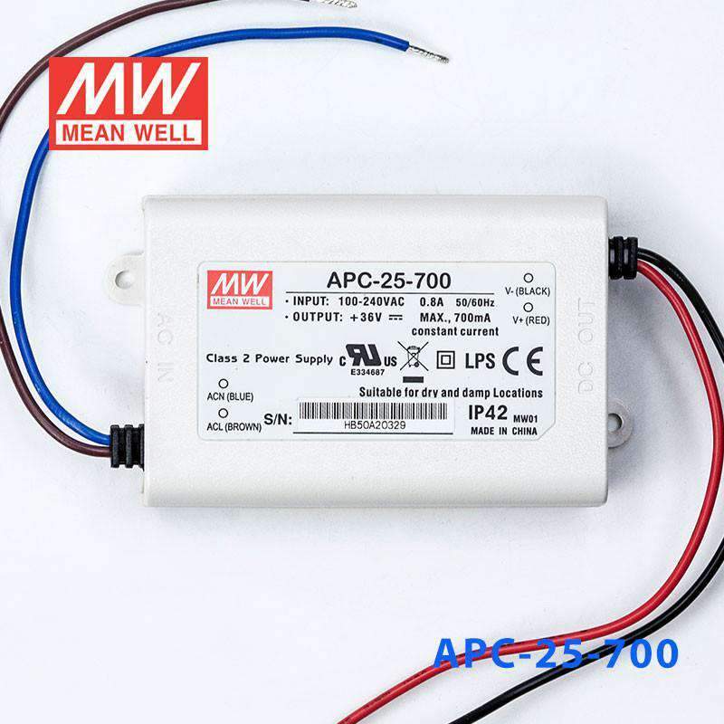Mean Well APC-25-700 Power Supply 25W 700mA - APC-25-700 - powersupplymall.com