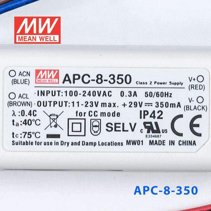 Mean Well APC - 8 - 350 Power Supply 8W 350mA - APC - 8 - 350 - powersupplymall.com