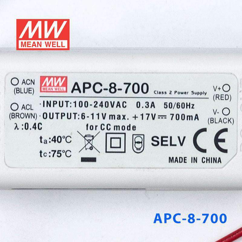 Mean Well APC - 8 - 700 Power Supply 8W 700mA - APC - 8 - 700 - powersupplymall.com