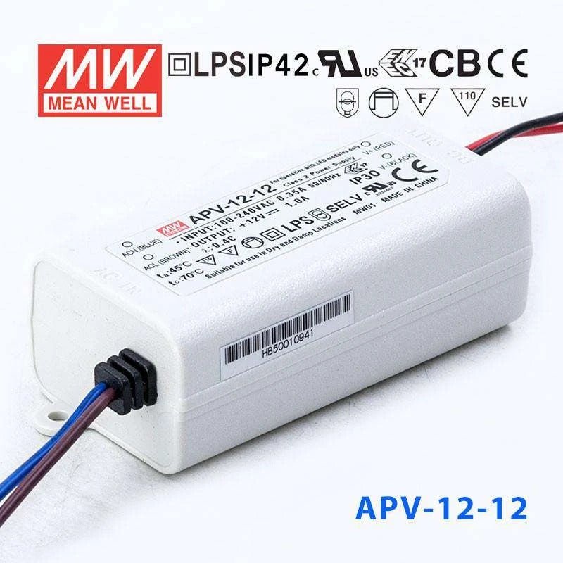 Mean Well APV - 12 - 12 Power Supply 12W 12V - APV - 12 - 12 - powersupplymall.com