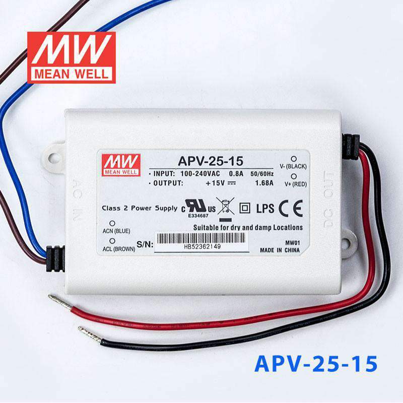 Mean Well APV - 25 - 15 Power Supply 25W 15V - APV - 25 - 15 - powersupplymall.com
