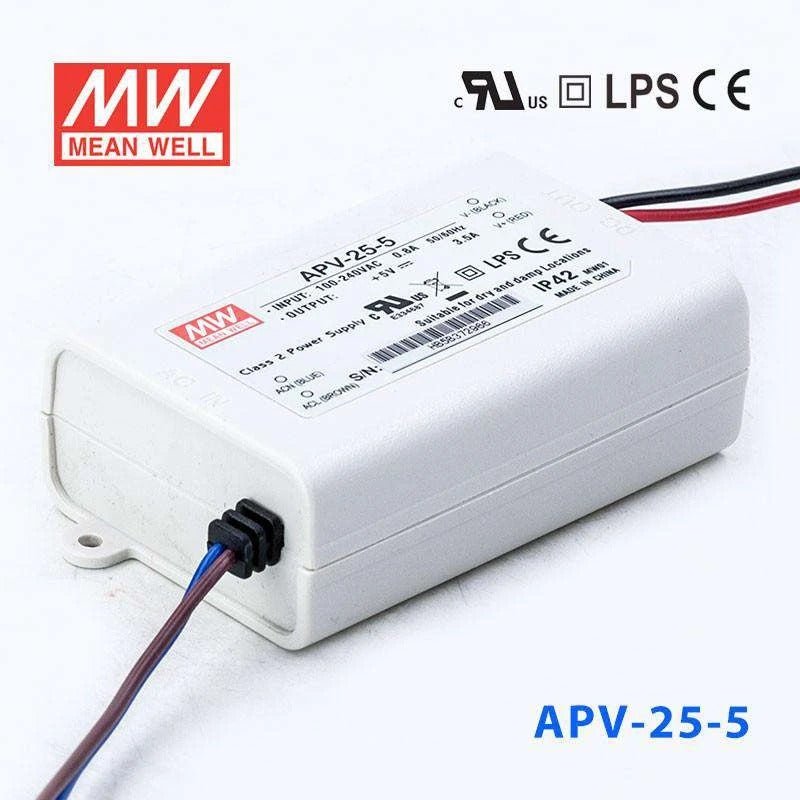 Mean Well APV - 25 - 5 Power Supply 16W 5V - APV - 25 - 5 - powersupplymall.com