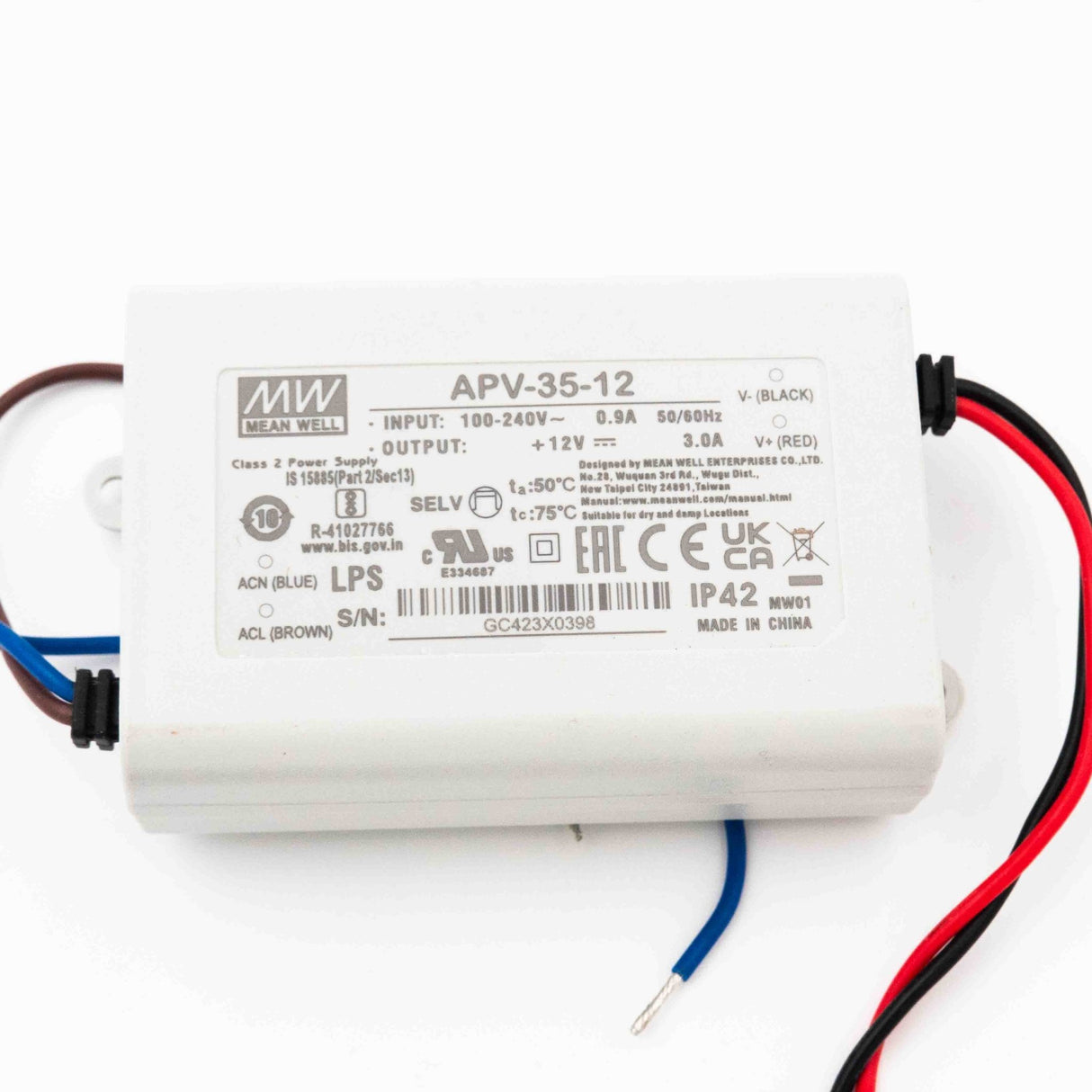 Mean Well APV - 35 - 12 Power Supply 36W 12V - Open Box - APV - 35 - 12 - OB1 - powersupplymall.com