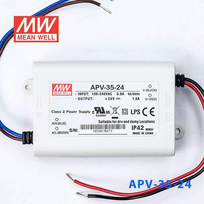 Mean Well APV - 35 - 24 Power Supply 36W 24V - APV - 35 - 24 - powersupplymall.com