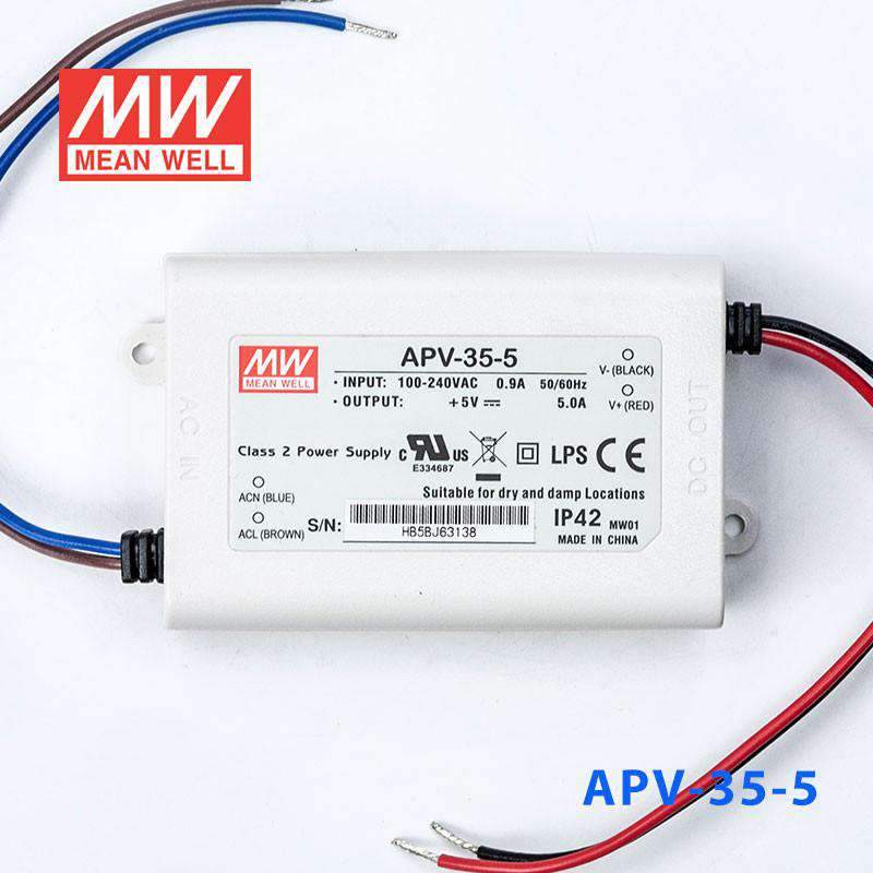 Mean Well APV - 35 - 5 Power Supply 25W 5V - APV - 35 - 5 - powersupplymall.com