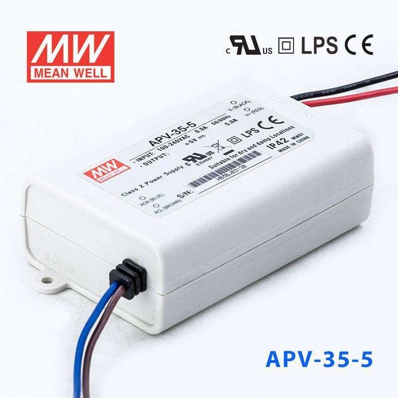 Mean Well APV - 35 - 5 Power Supply 25W 5V - APV - 35 - 5 - powersupplymall.com