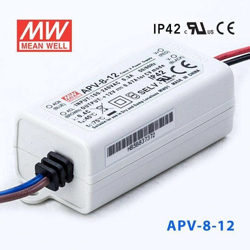 Mean Well APV - 8 - 12 Power Supply 8W 12V - APV - 8 - 12 - powersupplymall.com