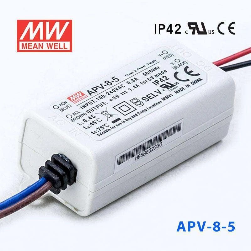 Mean Well APV - 8 - 5 Power Supply 8W 5V - APV - 8 - 5 - powersupplymall.com