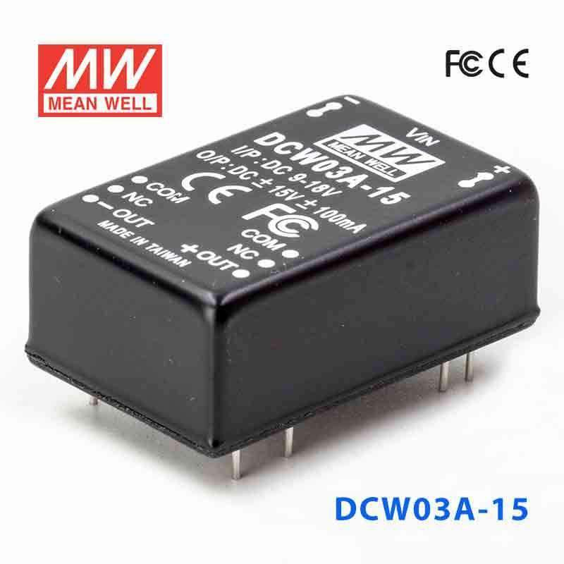 Mean Well DCW03A - 15 DC - DC Converter - 3W - 9~18V in ±15V out - DCW03A - 15 - powersupplymall.com