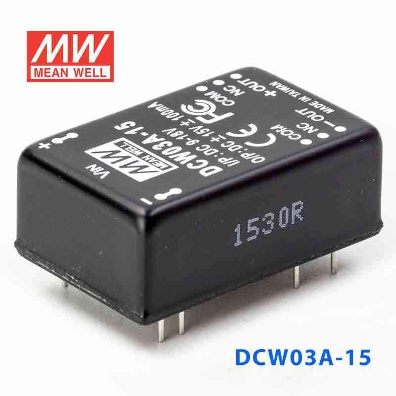 Mean Well DCW03A - 15 DC - DC Converter - 3W - 9~18V in ±15V out - DCW03A - 15 - powersupplymall.com