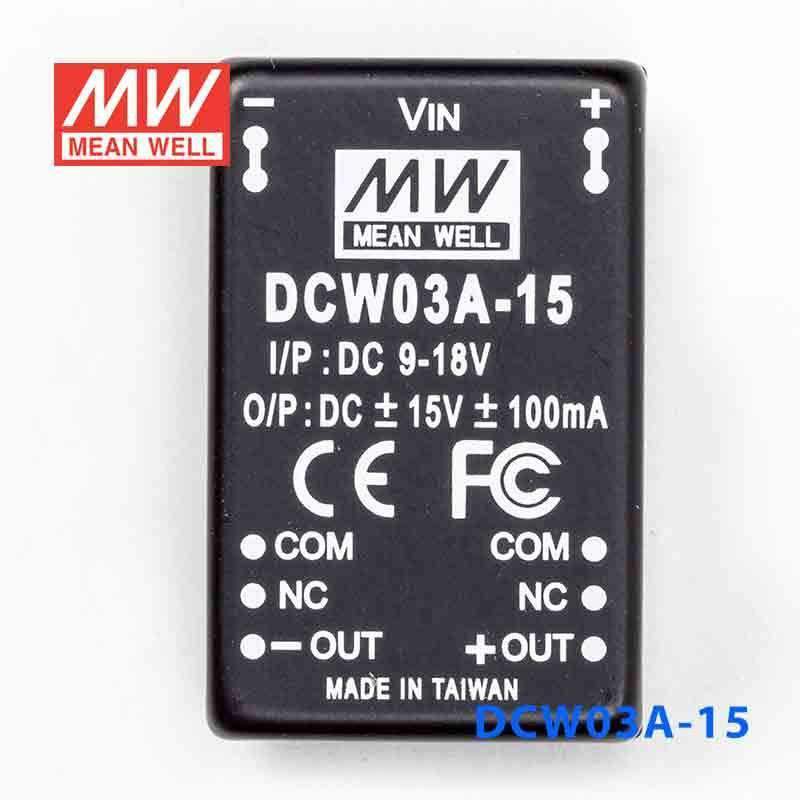 Mean Well DCW03A - 15 DC - DC Converter - 3W - 9~18V in ±15V out - DCW03A - 15 - powersupplymall.com