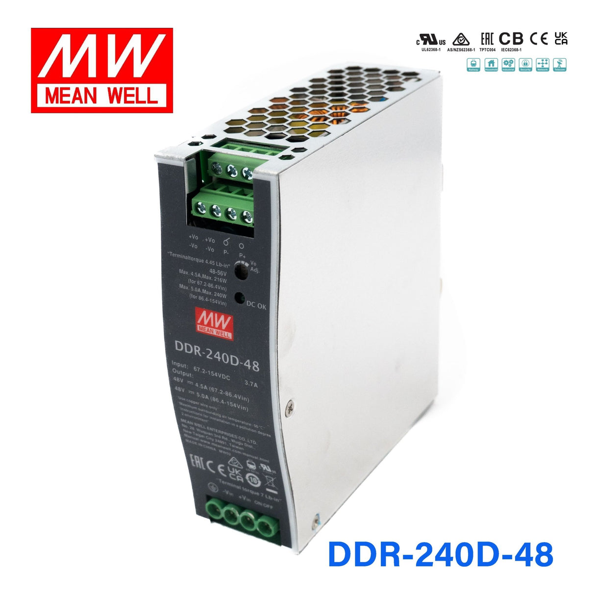 Mean Well DDR - 240D - 48 DC - DC Converter - 240W - 67.2~154V in 48V out - DDR - 240D - 48 - powersupplymall.com