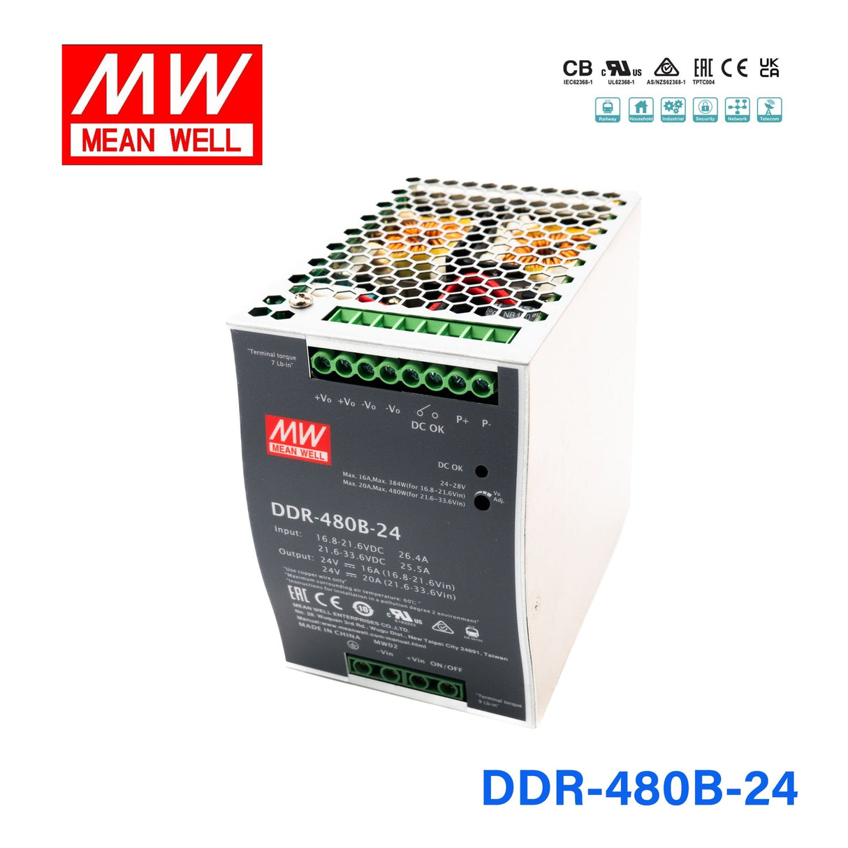 Mean Well DDR Series LED Power Supply 16.8~33.6 input (100~480W) - - powersupplymall.com