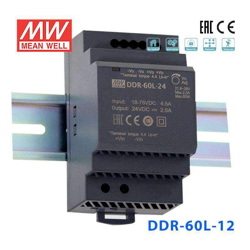 Mean Well DDR Series LED Power Supply 18~75V input (15~60W) - - powersupplymall.com