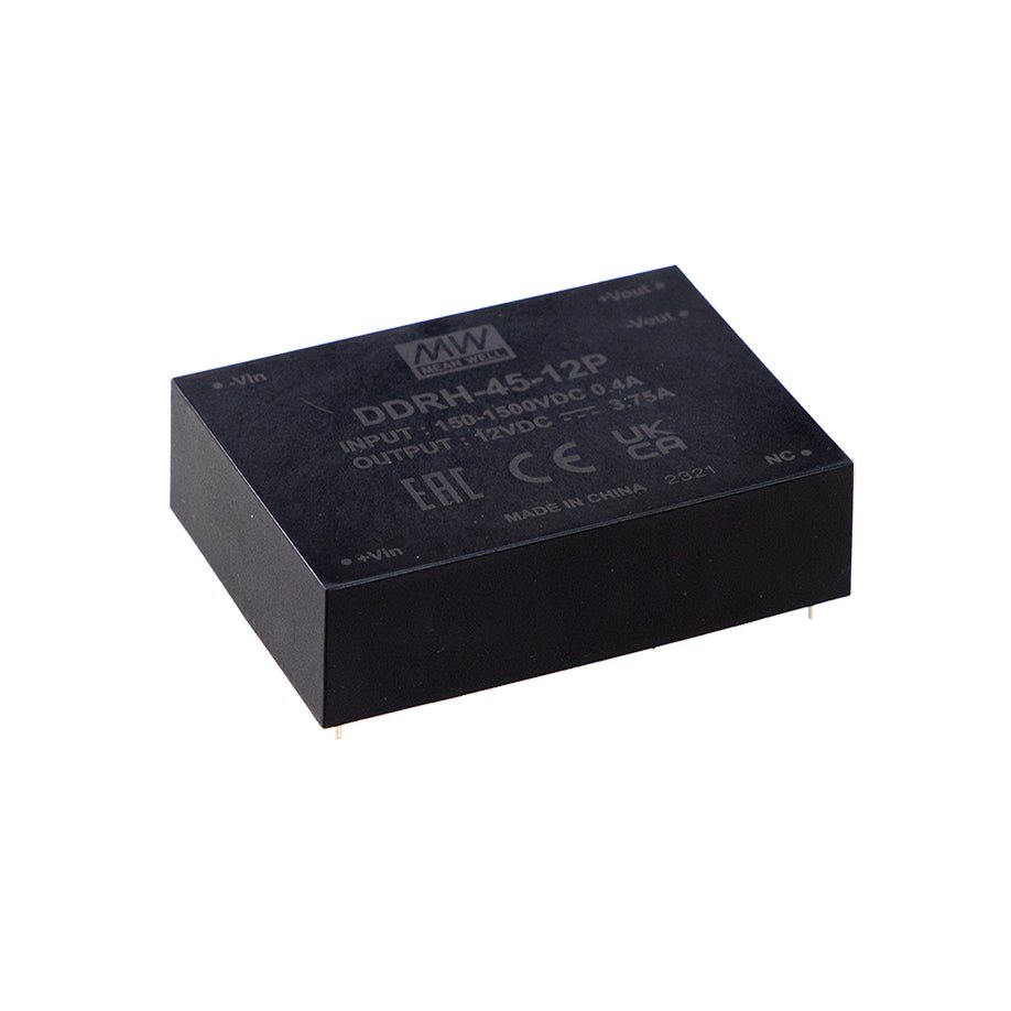 Mean Well DDRH - 45 - 12P Ultra Wide Input DC - DC Converter, 45W 12V, PCB Type - DDRH - 45 - 12P - powersupplymall.com