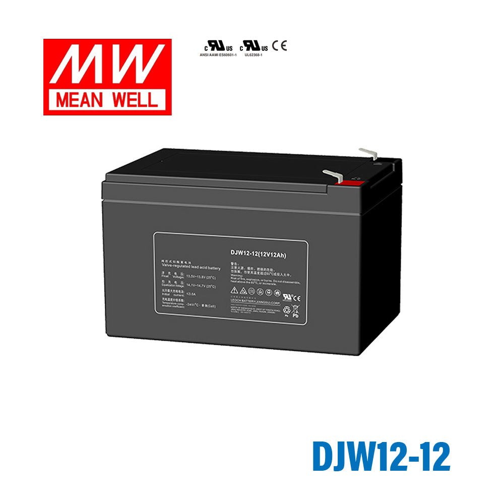 Mean Well DJW12-12 12-Volt, 12Ah, Sealed Lead Acid, Rechargeable Battery - DJW12-12 - powersupplymall.com