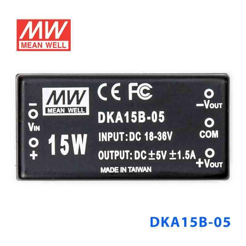 Mean Well DKA15B - 05 DC - DC Converter - 15W - 18~36V in ±5V out - DKA15B - 05 - powersupplymall.com