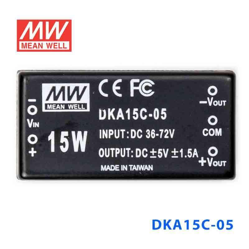 Mean Well DKA15C - 05 DC - DC Converter - 15W - 36~72V in ±5V out - DKA15C - 05 - powersupplymall.com