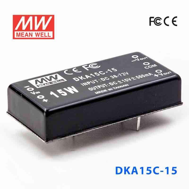 Mean Well DKA15C - 15 DC - DC Converter - 15W - 36~72V in ±15V out - DKA15C - 15 - powersupplymall.com