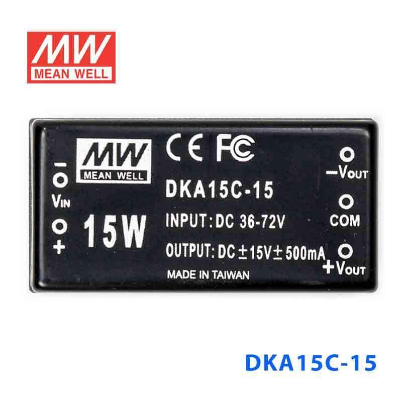 Mean Well DKA15C - 15 DC - DC Converter - 15W - 36~72V in ±15V out - DKA15C - 15 - powersupplymall.com