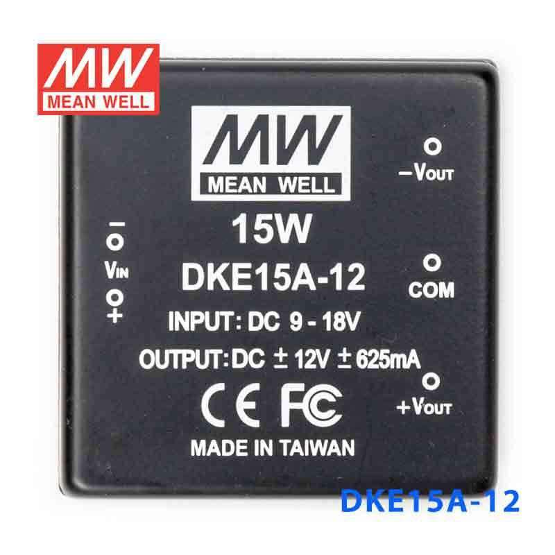Mean Well DKE15A - 12 DC - DC Converter - 15W - 9~18V in ±12V out - DKE15A - 12 - powersupplymall.com