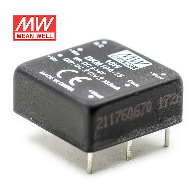 Mean Well DKM10A - 15 DC - DC Converter - 10W - 9~18V in ±15V out - DKM10A - 15 - powersupplymall.com