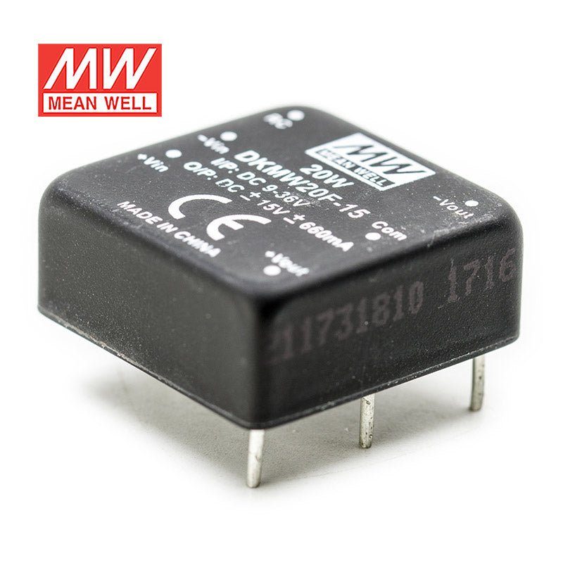 Mean Well DKMW20F - 15 DC - DC Converter - 20W - 9~36V in ±15V out - DKMW20F - 15 - powersupplymall.com