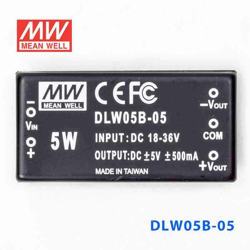Mean Well DLW05B - 05 DC - DC Converter - 5W - 18~36V in ±5V out - DLW05B - 05 - powersupplymall.com