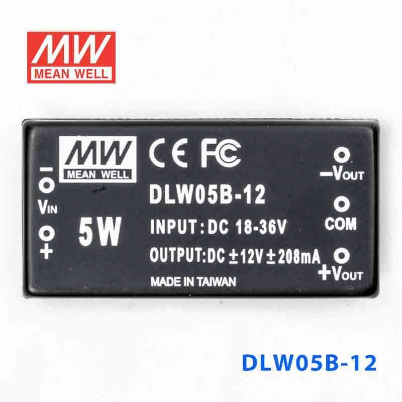 Mean Well DLW05B-12 DC-DC Converter - 5W - 18~36V in ±12V out 208mA - DLW05B-12 - powersupplymall.com