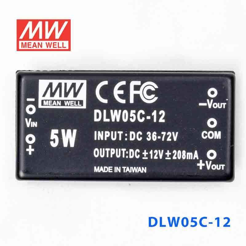 Mean Well DLW05C-12 DC-DC Converter - 5W - 36~72V in ±12V out 208mA - DLW05C-12 - powersupplymall.com