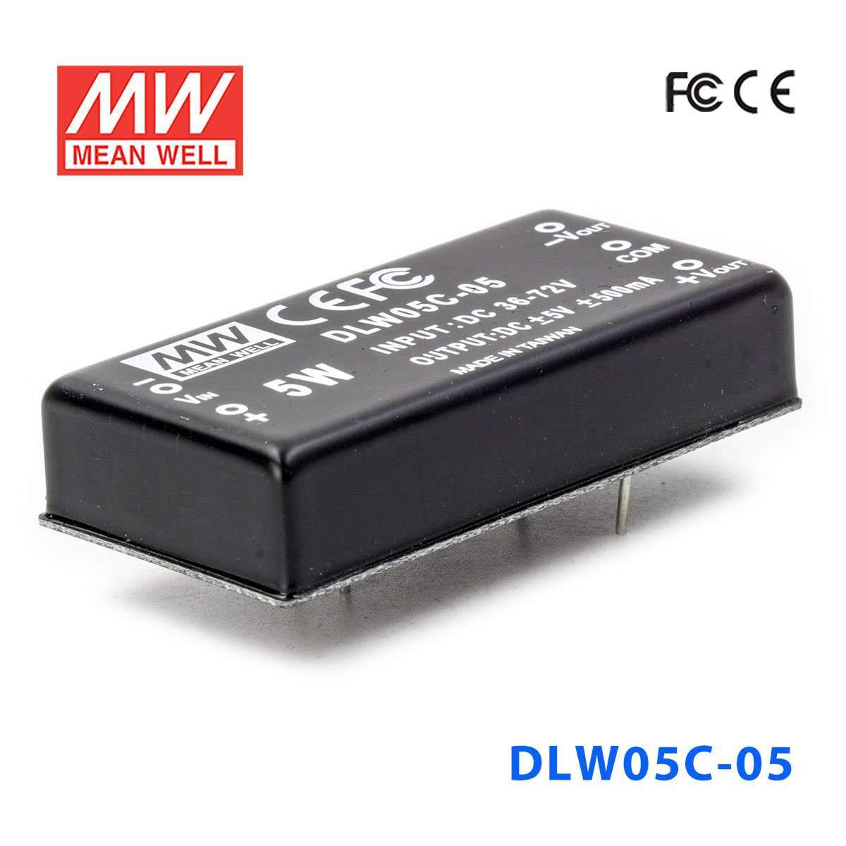 Mean Well DLW05C - 15 DC - DC Converter - 5W - 36~72V in ±15V out - DLW05C - 15 - powersupplymall.com