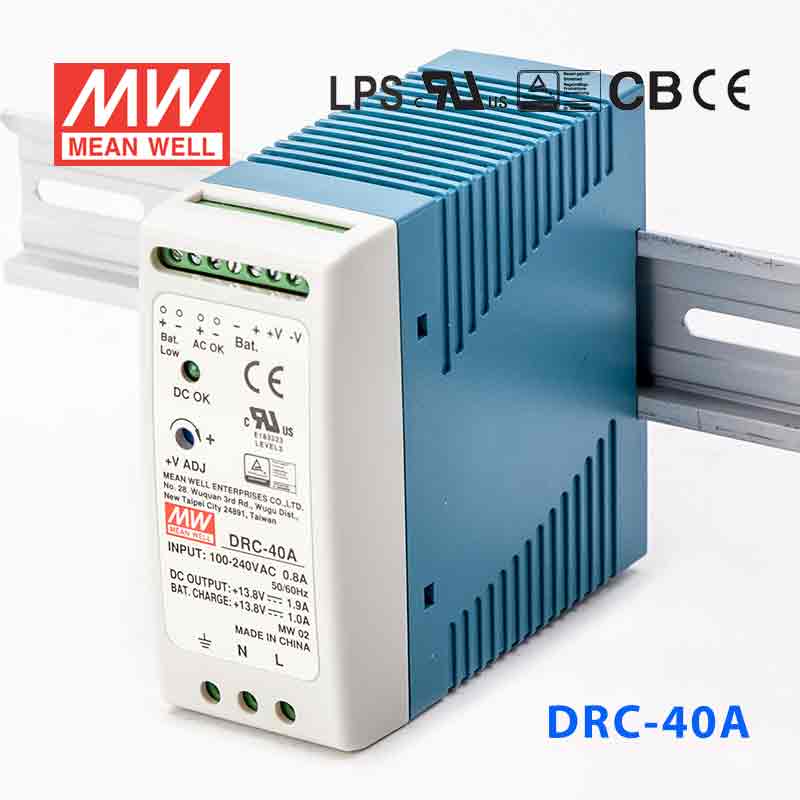 Mean Well DRC - 40A Power Supply 40.02W 13.8V - DRC - 40A - powersupplymall.com