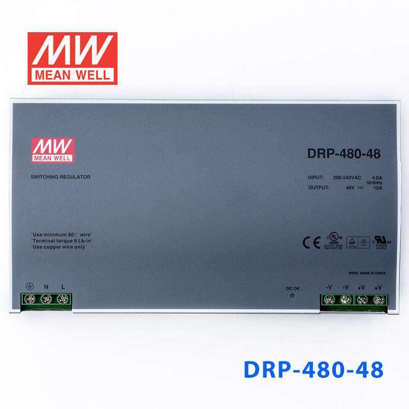 Mean Well DRP - 480 - 48 AC - DC Industrial DIN rail power supply 480W - DRP - 480 - 48 - powersupplymall.com