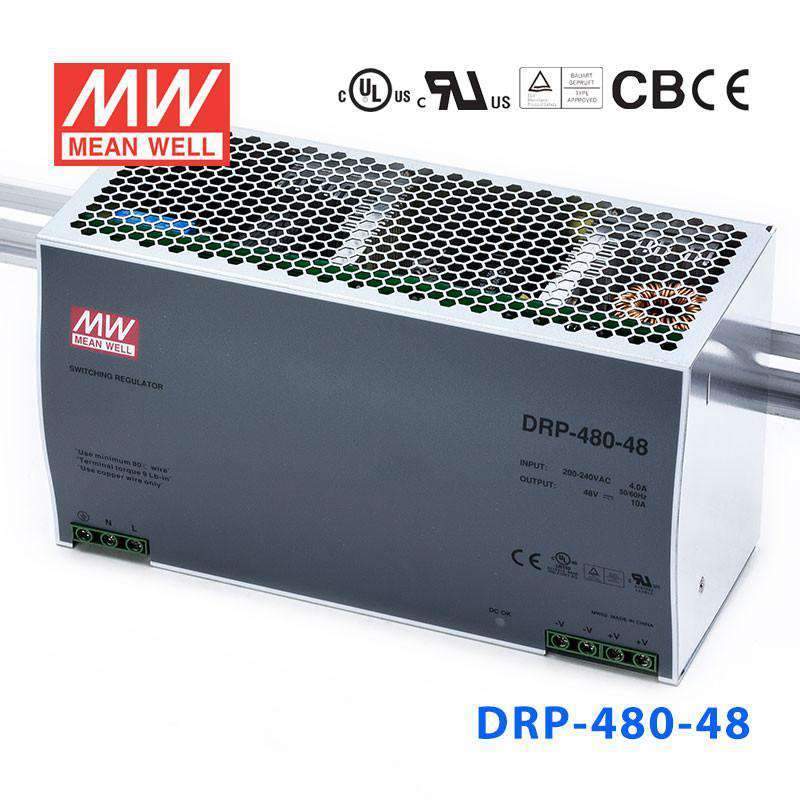 Mean Well DRP - 480 - 48 AC - DC Industrial DIN rail power supply 480W - DRP - 480 - 48 - powersupplymall.com