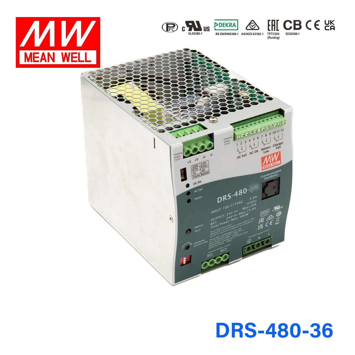 Mean Well DRS - 480 - 36 All - In - One Intelligent Security Power 480W - DRS - 480 - 36 - powersupplymall.com