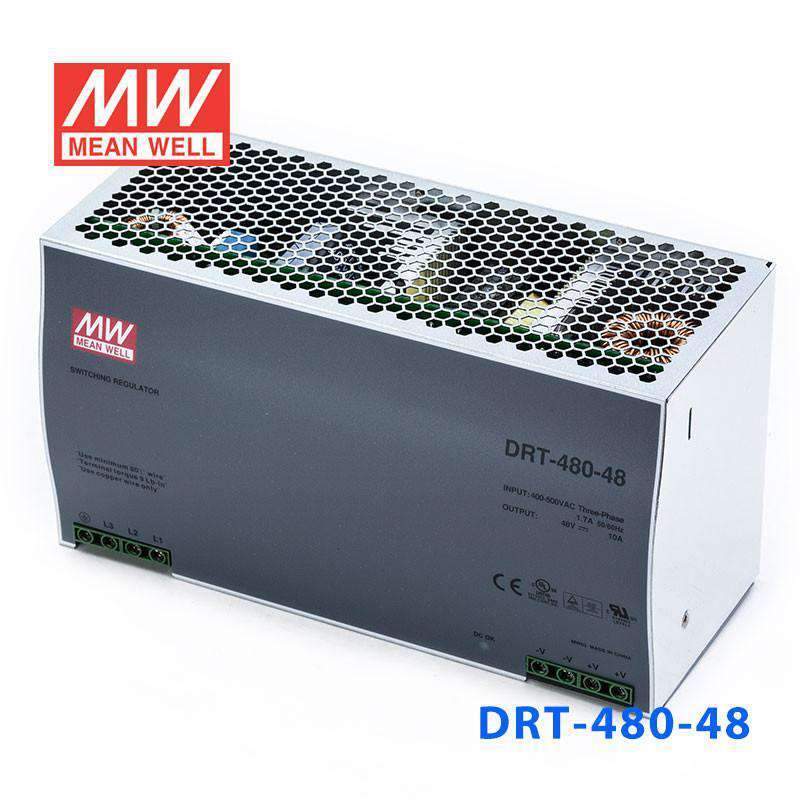 Mean Well DRT - 480 - 48 Three Phase Industrial DIN RAIL Power Supply 480W - DRT - 480 - 48 - powersupplymall.com