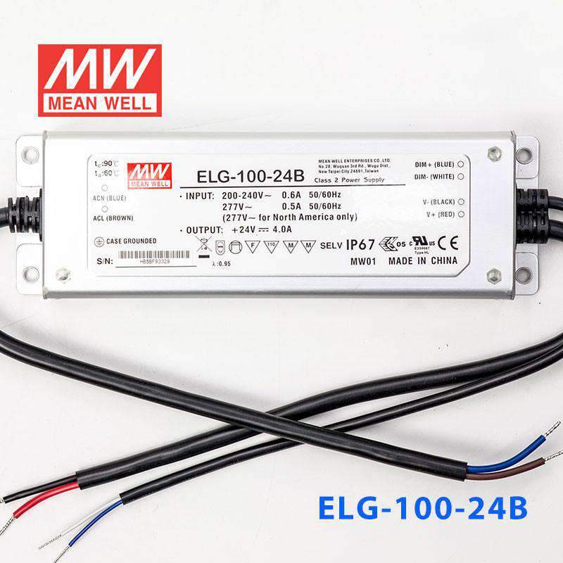 Mean Well ELG - 100 - 24B Power Supply 96W 24V - Dimmable - ELG - 100 - 24B - powersupplymall.com
