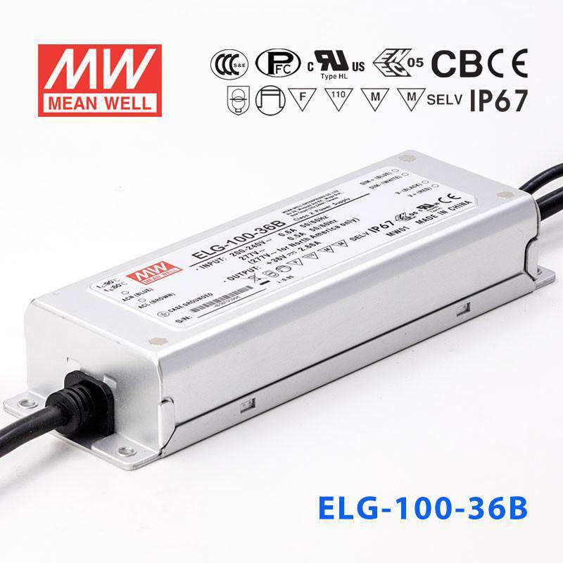 Mean Well ELG - 100 - 36B Power Supply 95.76W 36V - Dimmable - ELG - 100 - 36B - powersupplymall.com