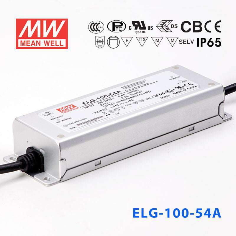 Mean Well ELG - 100 - 54A Power Supply 96.12W 54V - Adjustable - ELG - 100 - 54A - powersupplymall.com