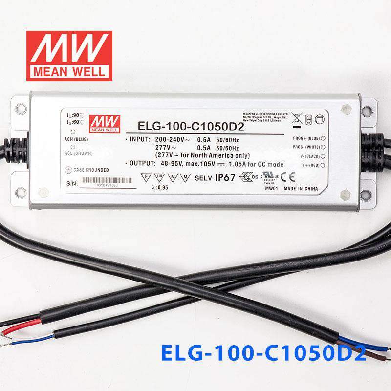 Mean Well ELG - 100 - C1050D2 AC - DC Single output LED Driver (CC) with PFC - ELG - 100 - C1050D2 - powersupplymall.com