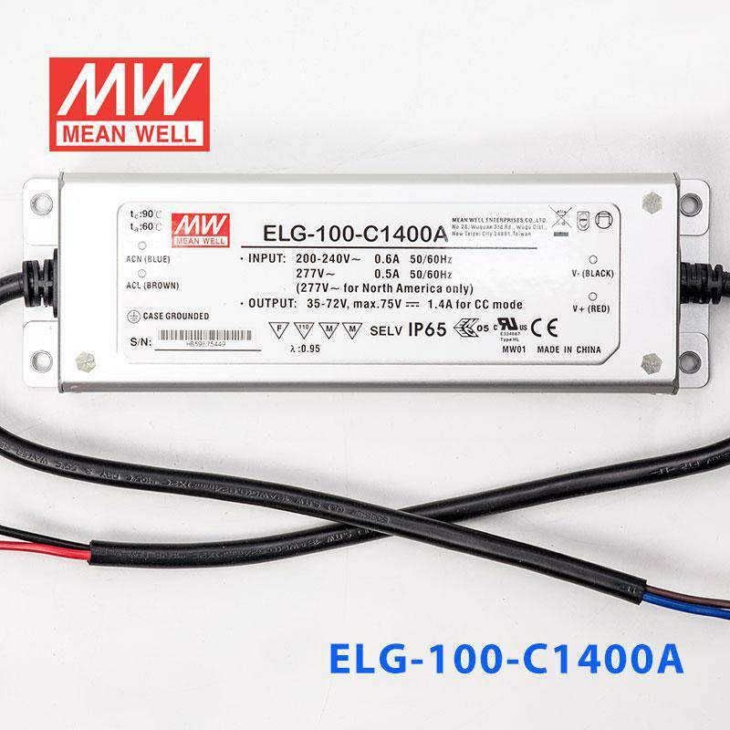 Mean Well ELG-100-C1400A Power Supply 100W 1400mA - Adjustable - ELG-100-C1400A - powersupplymall.com