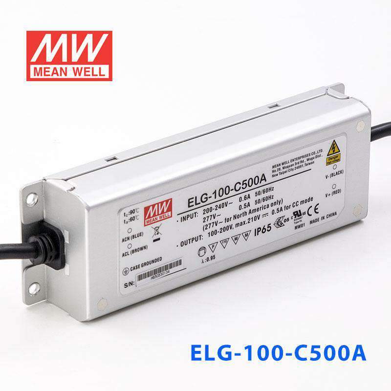 Mean Well ELG - 100 - C500A Power Supply 100W 500mA - Adjustable - ELG - 100 - C500A - powersupplymall.com