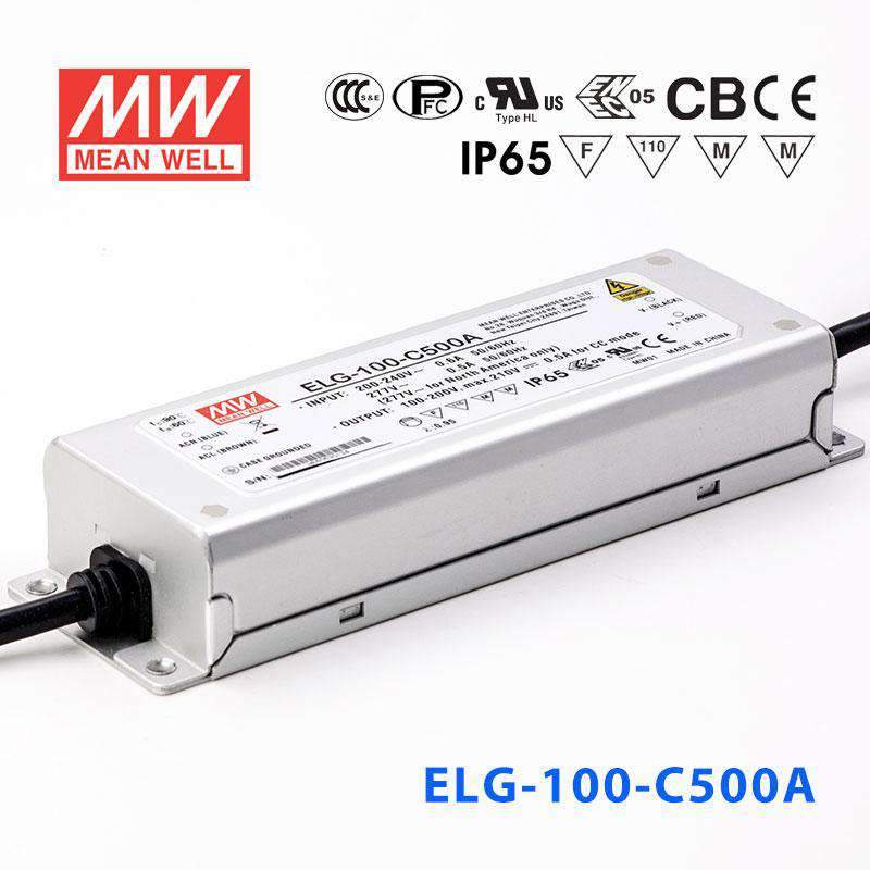 Mean Well ELG - 100 - C500A Power Supply 100W 500mA - Adjustable - ELG - 100 - C500A - powersupplymall.com