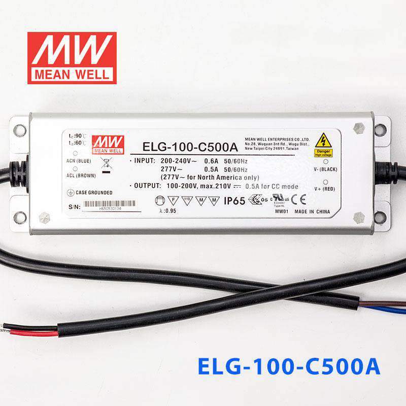 Mean Well ELG - 100 - C500A Power Supply 100W 500mA - Adjustable - ELG - 100 - C500A - powersupplymall.com