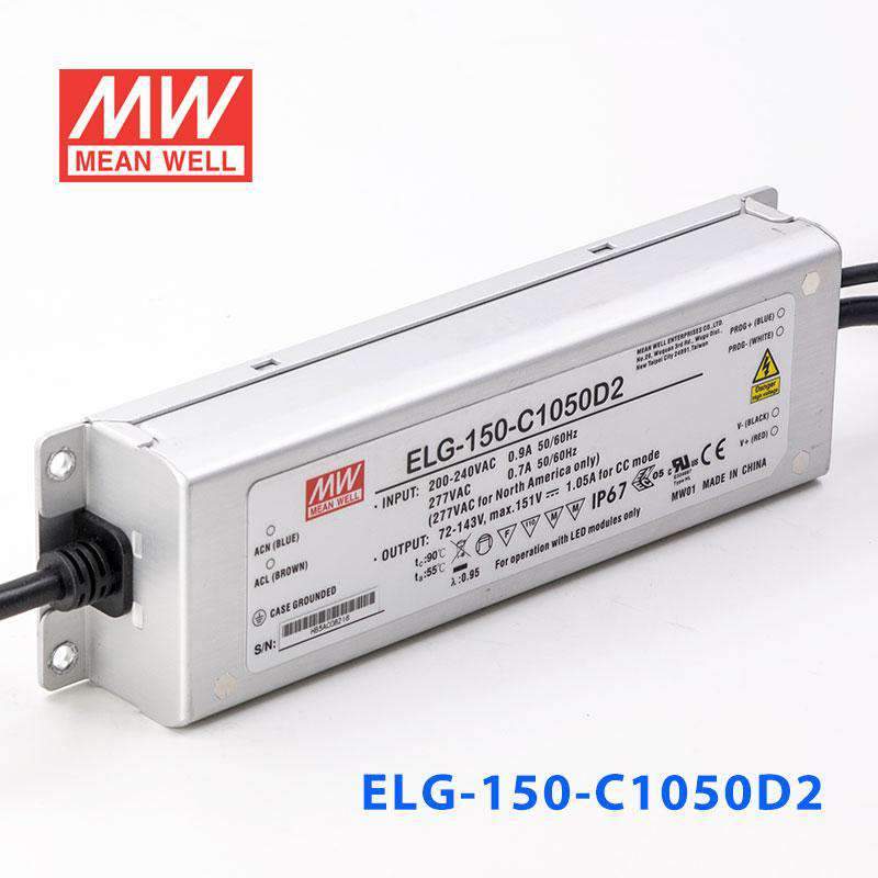 Mean Well ELG - 150 - C1050D2 AC - DC Single output LED Driver (CC) with PFC - ELG - 150 - C1050D2 - powersupplymall.com