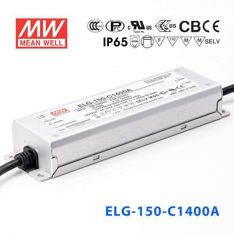 Mean Well ELG - 150 - C1400A Power Supply 150W 1400mA - Adjustable - ELG - 150 - C1400A - powersupplymall.com