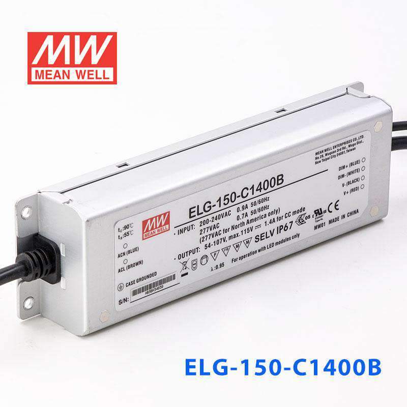 Mean Well ELG - 150 - C1400B Power Supply 150W 1400mA - Dimmable - ELG - 150 - C1400B - powersupplymall.com