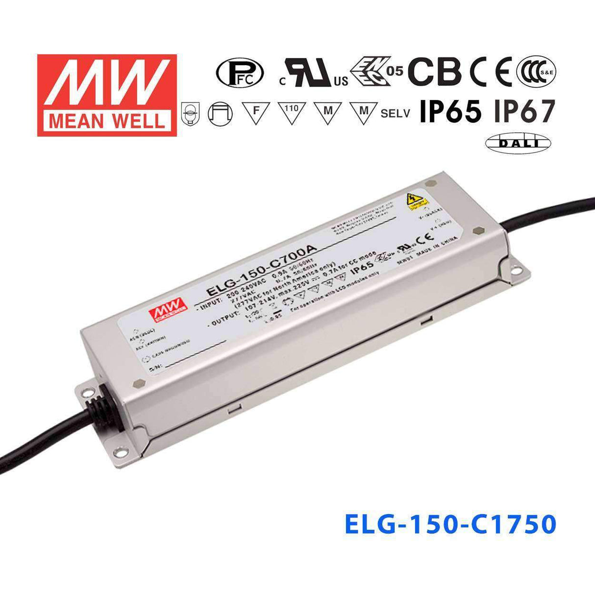 Mean Well ELG - 150 - C1750A Power Supply 150W 1750mA - Adjustable - ELG - 150 - C1750A - powersupplymall.com