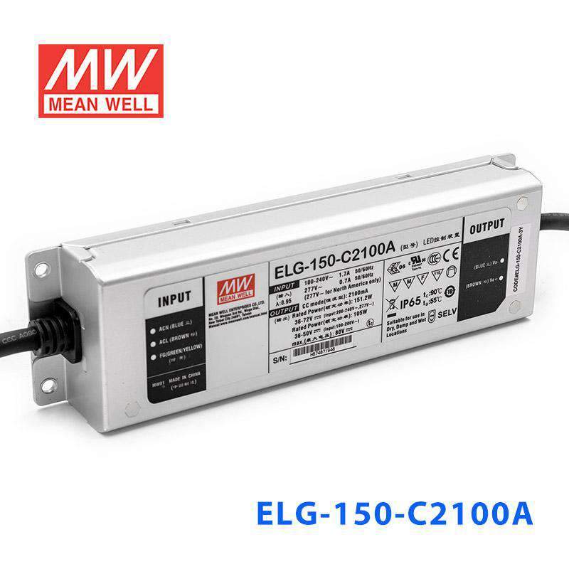 Mean Well ELG-150-C2100A Power Supply 150W 2100mA - Adjustable - ELG-150-C2100A - powersupplymall.com