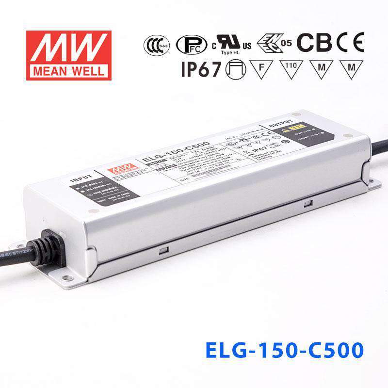 Mean Well ELG - 150 - C500 Power Supply 150W 500mA - ELG - 150 - C500 - powersupplymall.com